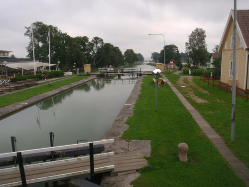 Two locks of the Göta Kanal.
